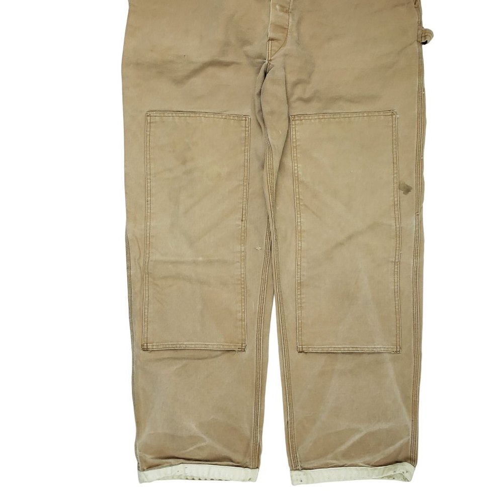 Vtg Liberty Bib Double Knee Canvas Overalls Brown Size 42X32 (42X30) Made In USA - Picture 5 of 11